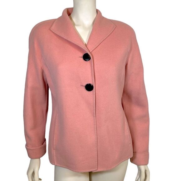 Vintage 100% Wool Coat Winter Light Pink Coat Alexandra Bartlett Button Jacket - Picture 1 of 10